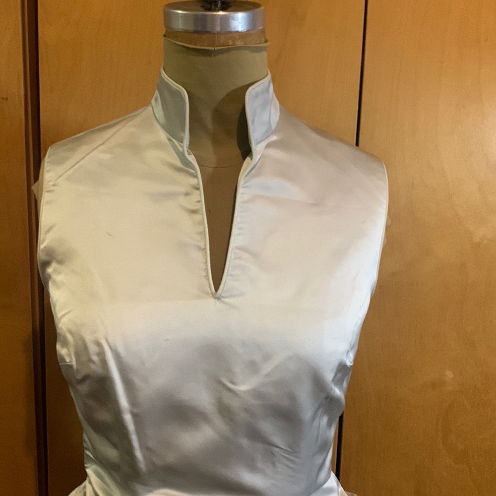 Silk And Rayon Duchess Satin Dress. Very Well Made With Piping Details.